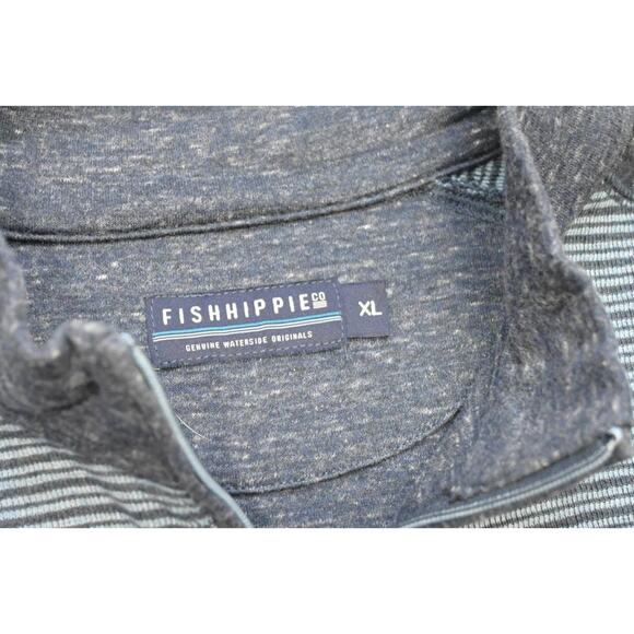 Fish Hippie 1/4 Zip Sweater Casual Blue Striped Pullover Mens Sz XL - Picture 7 of 9